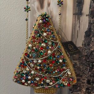 Mary Frances Festive Beaded Christmas Tree Clutch
